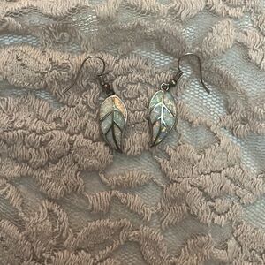 Leaf Fire Opal Stone Dangle Earrings-Silver Color